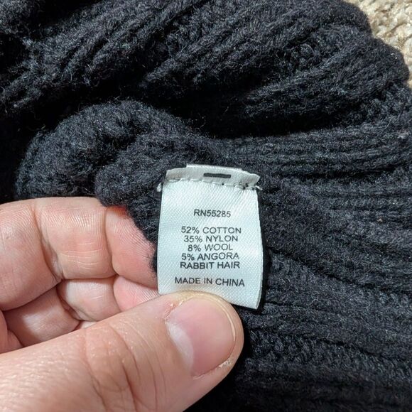 Express Women's Black Cable Knit Boat Neck Sweater Wide Sleeves Size Large - Picture 7 of 7